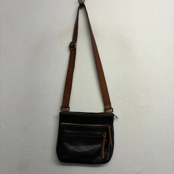 Fossil Corey Crossbody Bag Black Brown Leather Messenger Purse - Picture 2 of 9